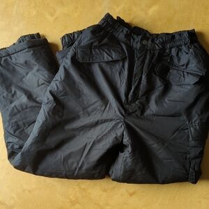 Black Women's Ski Snow Pants with Elastic Waist